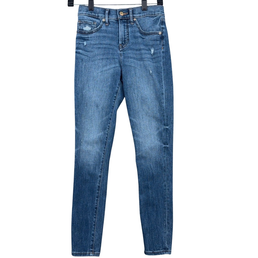 Express Conscious Edit Skinny Jeans Womens 0R Medium Wash Mid Rise Distressed